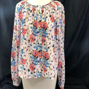 Veronica Beard Floral Blouse - Red, Blue, Black, White